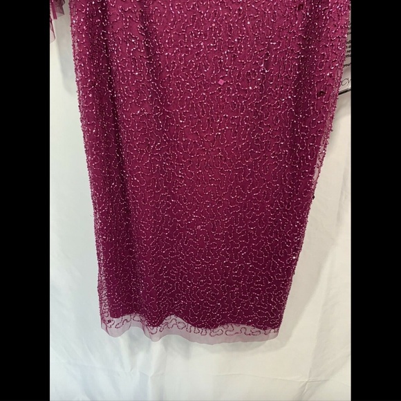 NWT $269 Adrianna‎ Papell Embellish Flutter Sleeves Sheath Dress Wild berry SZ 6 - Picture 5 of 12
